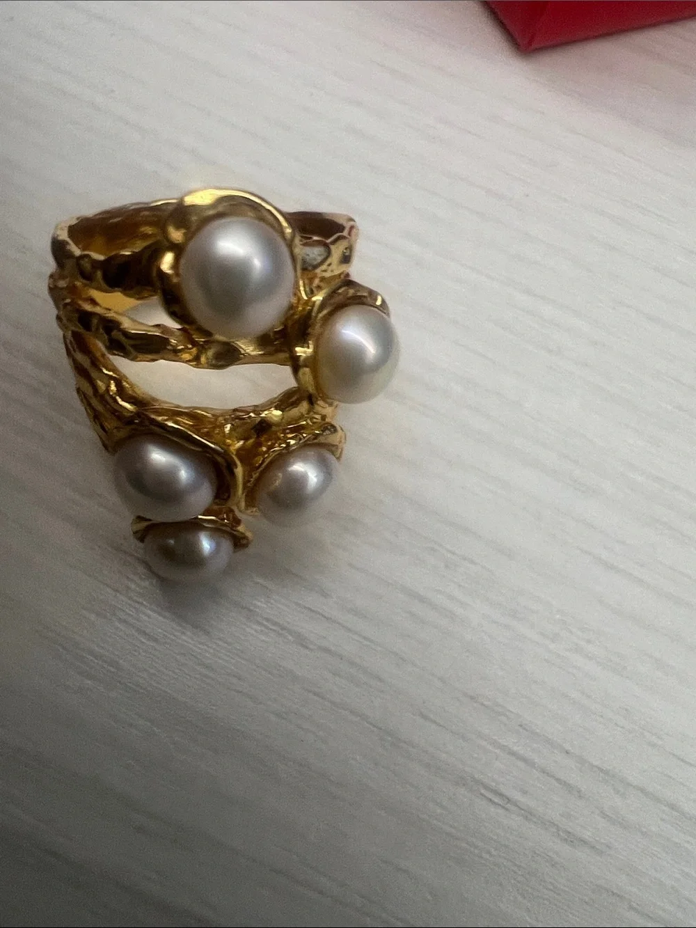 Gold freshwater Pearl Cluster Ring - White freshwater Pearls